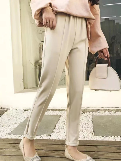 Woolen Pants Women's Harem Pencil Pants 2024 Autumn Winter High Waist Casual Pantalones Beige Black Office Lady Women Trousers