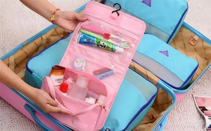 Cosmetic Bag Women Travel Pouch Waterproof Toiletries Beauty Organizer Ladies Bathroom Neceser Makeup Storage Bag With Hook