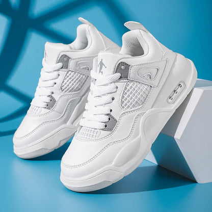 Baskets de basket-ball en cuir à lacets pour enfants, chaussures de skate plates décontractées, tennis pour enfants, qualité, mode, filles, garçons