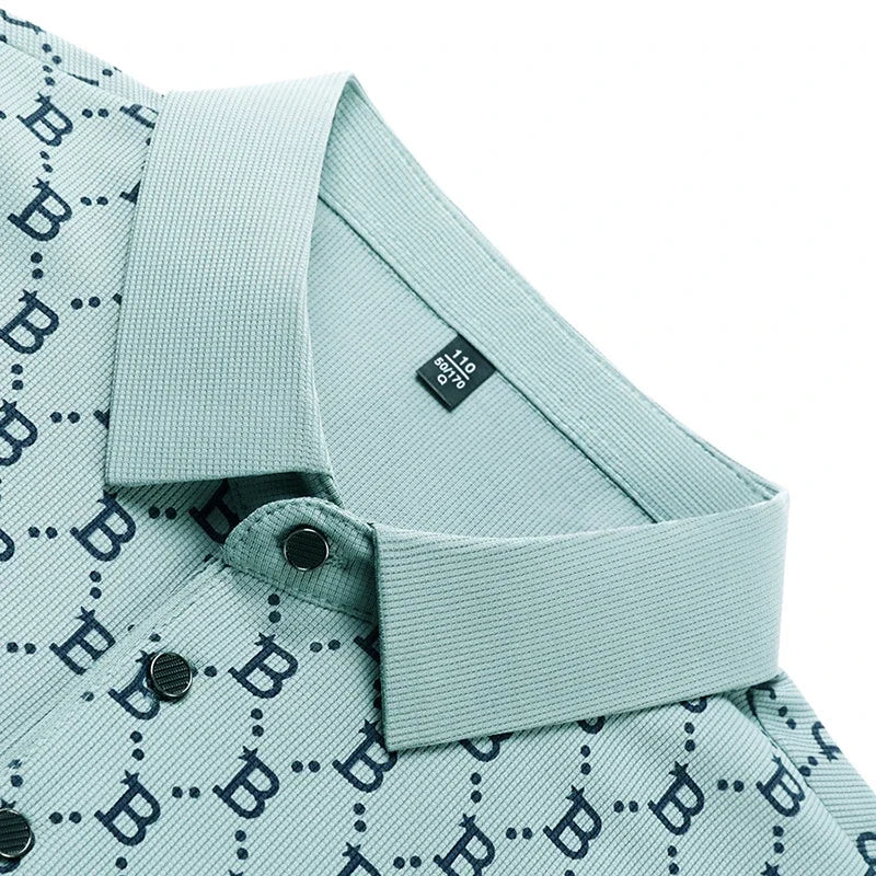 2025 Summer New Men's Business Print Short Sleeved POLO Shirt Comfortable and Cool Casual Fashion T-shirt