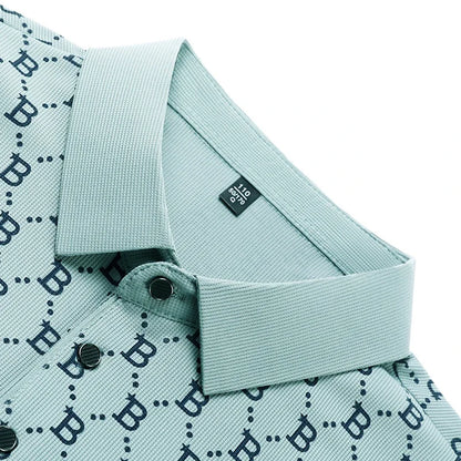2025 Summer New Men's Business Print Short Sleeved POLO Shirt Comfortable and Cool Casual Fashion T-shirt