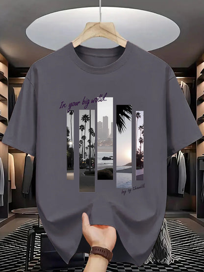 T-SHIRT MANCHES COURTES COL ROND HOMME, 100% COTON