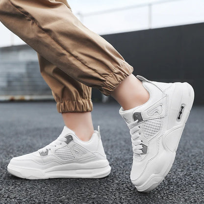 Baskets de basket-ball en cuir à lacets pour enfants, chaussures de skate plates décontractées, tennis pour enfants, qualité, mode, filles, garçons