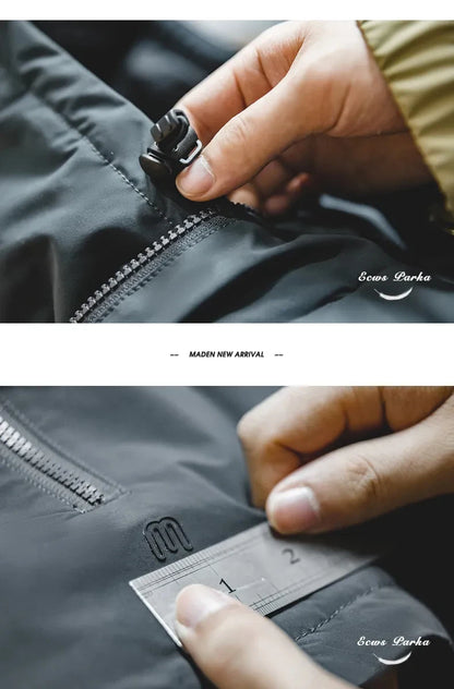 Maden Veste de duvet pour homme avec capuche hiver épaisse tissu mat brillant parka manteau chaud pour l'extérieur versatile veste noire pour porter dehors Chic et chaude veste masculine - DOGOMET DIGITAL PLUS