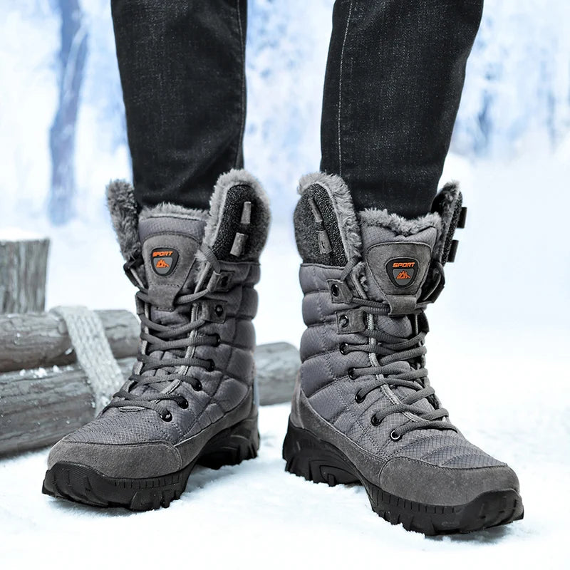 Bottes de neige rembourrées en velours pour hommes, bottes d'alpinisme en plein air, chaussures de randonnée chaudes, haut, tendance, hiver, nouveau, 2023