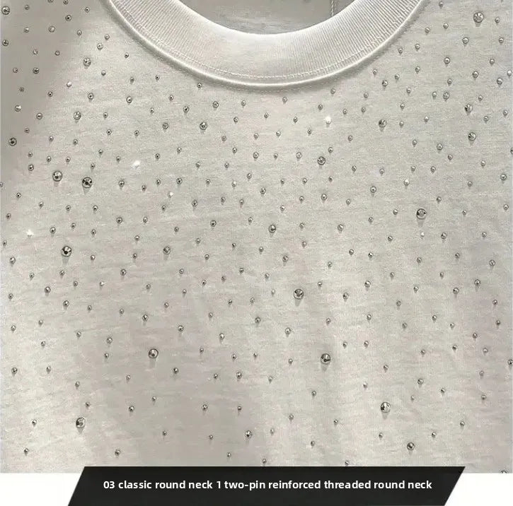 Été strass Rivet T-shirt pour hommes vêtements col rond T-shirt style décontracté mode haute rue 2025 hommes été manches courtes