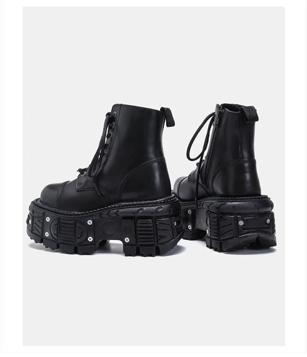 Cuir rehaussé 10 cm à semelles épaisses hommes haut de gamme Style britannique 2025 nouvelles bottes pour hommes à la mode - DOGOMET DIGITAL PLUS