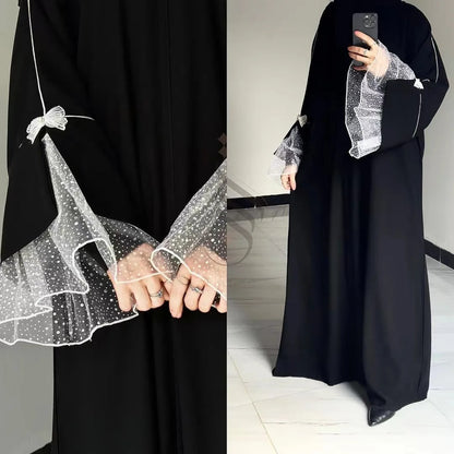 ABAYA NOIR D'ETE POUR FEMMES MUSULMANES Kaftan turc 2025