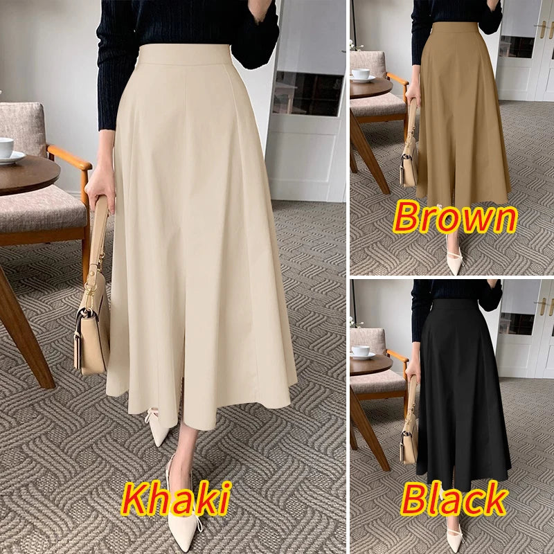 ZANZEA-Jupe mi-longue évangélique élégante taille haute pour femmes, jupes trapèze pour femmes, bureau, dame, document solide, fête, mode, 2025