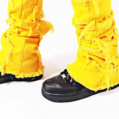 Kakan - New European and American Heavyweight Streetwise Stretch Patch Jeans for Men, High Street Straight Fit Long Jeans16-3001 - DOGOMET DIGITAL PLUS