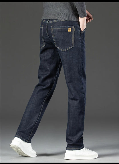 28-40 grande taille hiver hommes en peluche épais polaire pantalon laine d'agneau thermique jean pantalons décontractés coupe-vent chaud coton Denim pantalon