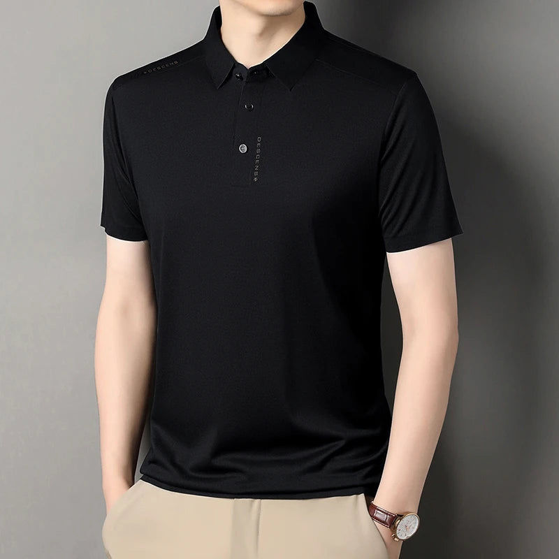 2025 New Men's Casual Fashion Printed Short Sleeve Polo Shirt Anti Wrinkle Breathable Comfortable Summer Versatile T-shirt