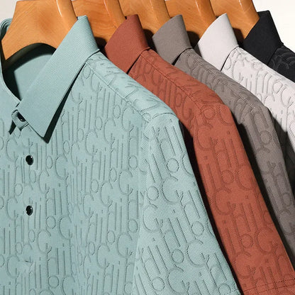 2025 New Men's Business Casual Short Sleeved Printed Polo Shirt Fashionable Breathable Comfortable and Versatile Top
