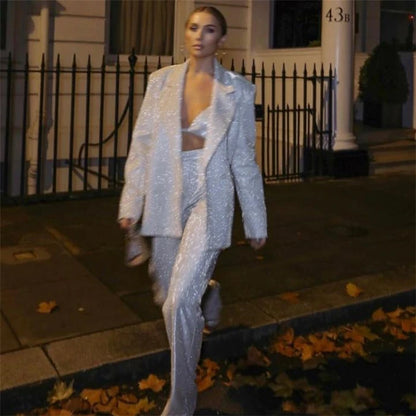 Women's Suiting  Pants Set Faionable Workwear Ensemble Spring  Collection 3% - 50% Conent Content