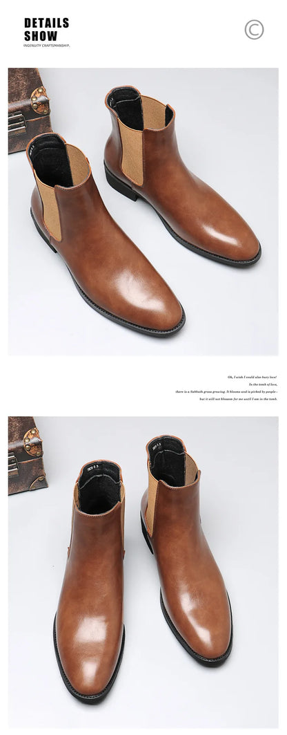 StephanBoots-Bottes courtes en cuir pour hommes, bottes de rinçage, chaussures décontractées montantes