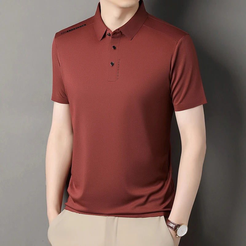 2025 New Men's Casual Fashion Printed Short Sleeve Polo Shirt Anti Wrinkle Breathable Comfortable Summer Versatile T-shirt