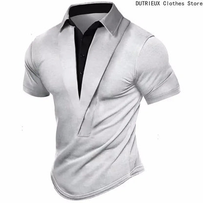 Men's Short - Sleeve T - Shirt for Summer, Retro Henley Neckline Design,  Loose Breathable Versatile Top for Sports and Leisure