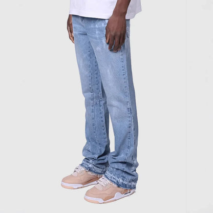 Jean homme Vintage pantalon droit taille moyenne Stretch en détresse lavé poches bouton basiques pantalon 2025 Streetwear Denims
