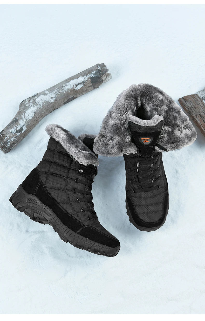 Bottes de neige rembourrées en velours pour hommes, bottes d'alpinisme en plein air, chaussures de randonnée chaudes, haut, tendance, hiver, nouveau, 2023