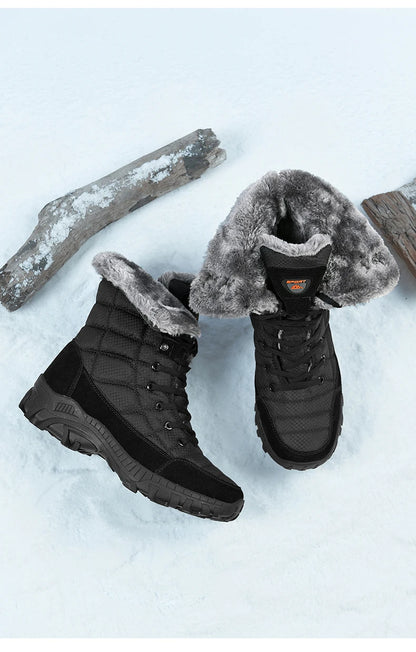Bottes de neige rembourrées en velours pour hommes, bottes d'alpinisme en plein air, chaussures de randonnée chaudes, haut, tendance, hiver, nouveau, 2023