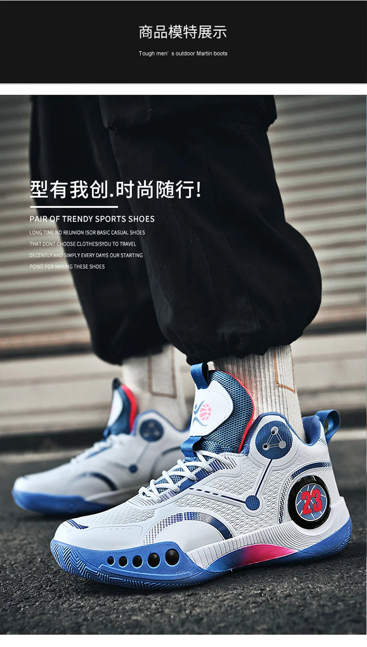 Nouvelles chaussures de basket-ball montantes chaussures de sport confortables et respirantes pour hommes et femmes athlètes d'entraînement chaussures d'étudiant décontractées