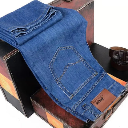 2025 nouveaux hommes mode affaires Jean Style classique décontracté Stretch mince Jean pantalon mâle marque Denim pantalon noir bleu