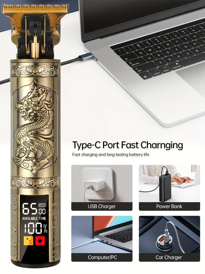 Kit de tondeuses à cheveux et tondeuses vintage professionnelles, ensemble de coupe de cheveux et de toilettage sans fil rechargeables pour hommes, tondeuse à barbe avec - DOGOMET DIGITAL PLUS