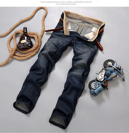 2025 nouveaux hommes Jean printemps automne droit pantalons à la mode décontracté Denim pantalon hommes classique mince Stretch Jean mode