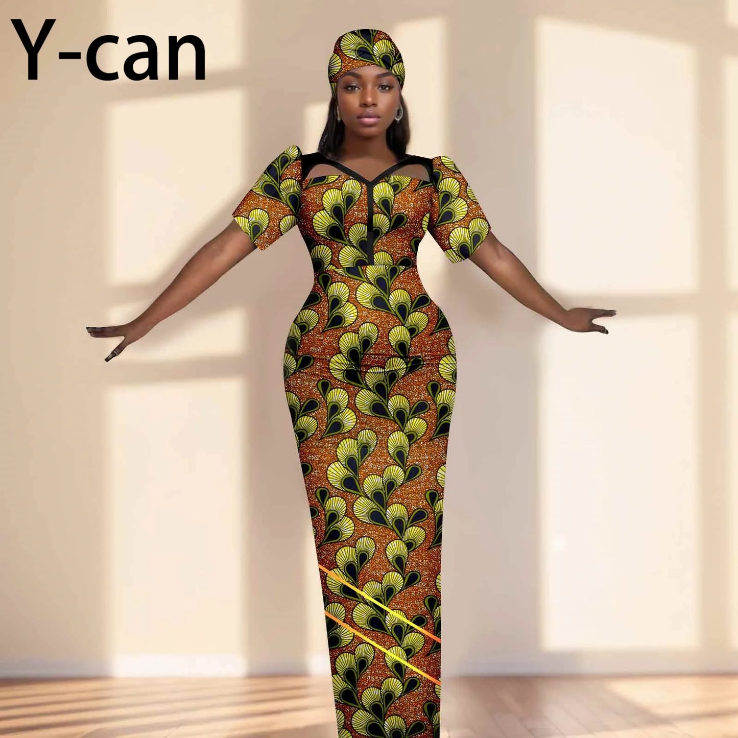 Robe de soirée robes africaines pour femmes coupe ajustée robe à manches courtes robes de soirée avec bandeau Dashiki Ankara imprimer 2525071