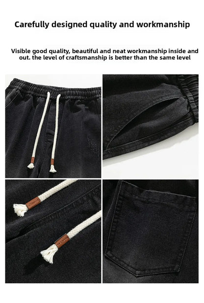 Jean pour hommes, style américain, vintage, délavé, épissage de plis, modèles de printemps et d'automne, pantalons droits amples