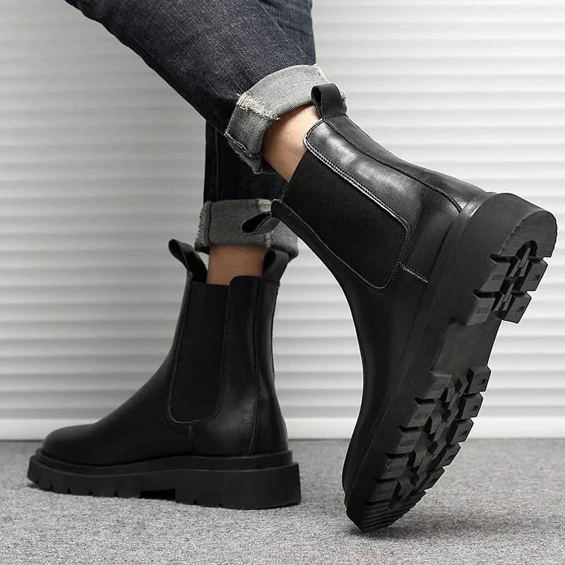 StephanBoots-Chaussures à plateforme noires pour hommes, Bottes de rinçage à la mode, Slip on, Nouveau, Automne, Hiver, 2022 - DOGOMET DIGITAL PLUS