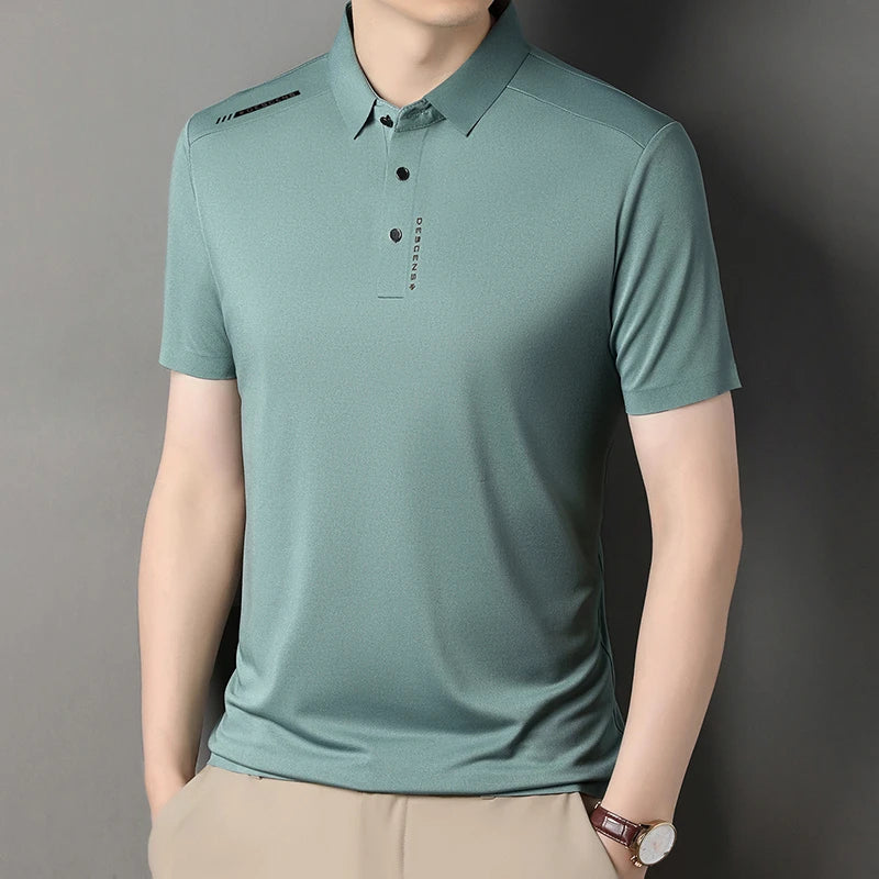 2025 New Men's Casual Fashion Printed Short Sleeve Polo Shirt Anti Wrinkle Breathable Comfortable Summer Versatile T-shirt
