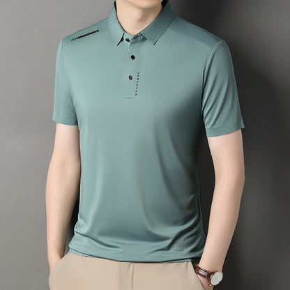 2025 New Men's Casual Fashion Printed Short Sleeve Polo Shirt Anti Wrinkle Breathable Comfortable Summer Versatile T-shirt