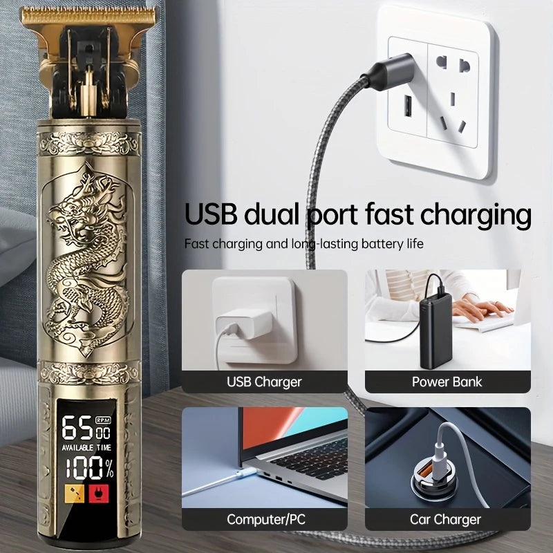 Kit de tondeuses à cheveux et tondeuses vintage professionnelles, ensemble de coupe de cheveux et de toilettage sans fil rechargeables pour hommes, tondeuse à barbe avec - DOGOMET DIGITAL PLUS