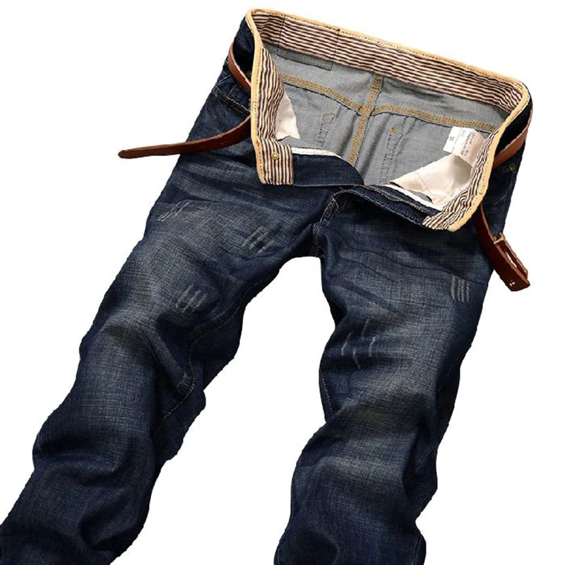 2025 nouveaux hommes Jean printemps automne droit pantalons à la mode décontracté Denim pantalon hommes classique mince Stretch Jean mode