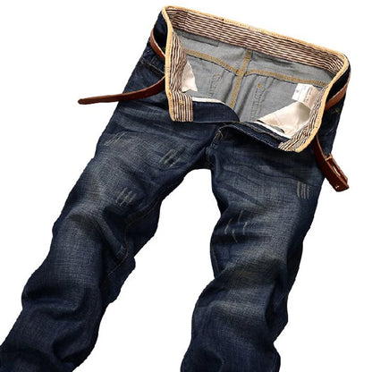 2025 nouveaux hommes Jean printemps automne droit pantalons à la mode décontracté Denim pantalon hommes classique mince Stretch Jean mode