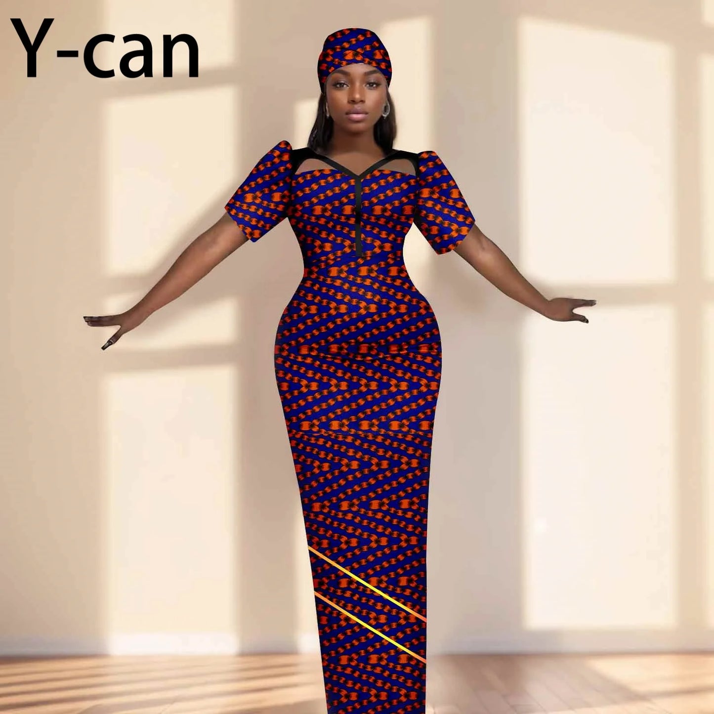 Robe de soirée robes africaines pour femmes coupe ajustée robe à manches courtes robes de soirée avec bandeau Dashiki Ankara imprimer 2525071