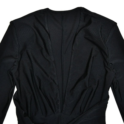 JUISSA MO Women Deep V Neck Ruched Jumpsuit Long Sleeve High Waist Playsuit Female Winter Battery Elegant Activewear Sexy