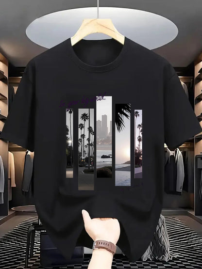 T-SHIRT MANCHES COURTES COL ROND HOMME, 100% COTON