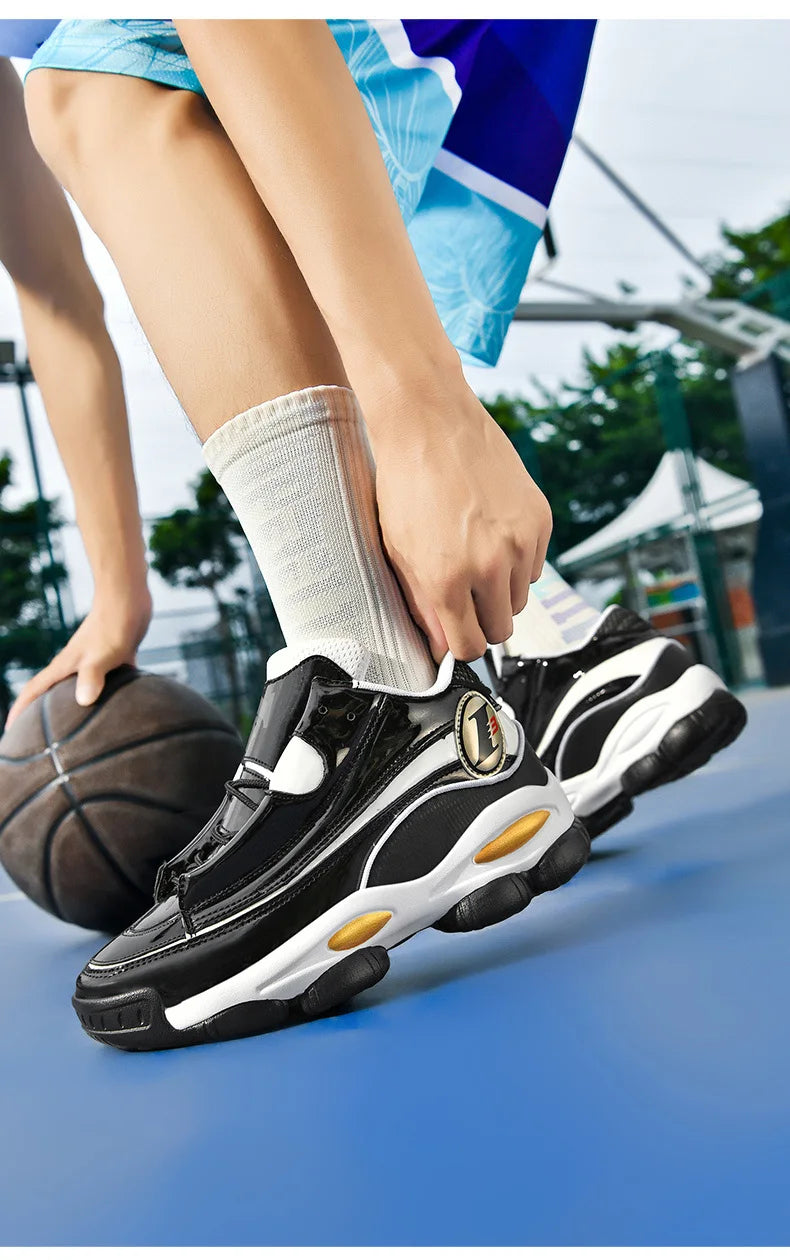 Chaussures de basket-ball pour hommes de haute qualité automne chaussures de sport en cuir plate-forme extérieure bottes de basket-ball professionnelles hommes chaussures d'entraînement