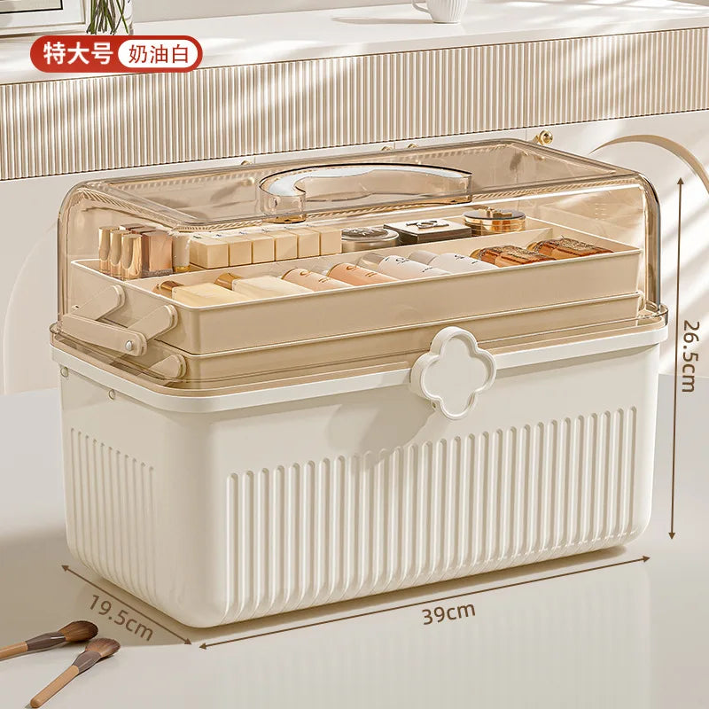 Cosmetics Storage Box, Desktop Dustproof, Large Capacity Organizer Box, Makeup Table, Skincare, Lipstick Shelf