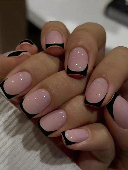 24 pièces/ensemble faux ongles carrés courts pour femmes mignon mariée coeur blanc français conseils faux ongles y2k presse sur faux ongles fournitures