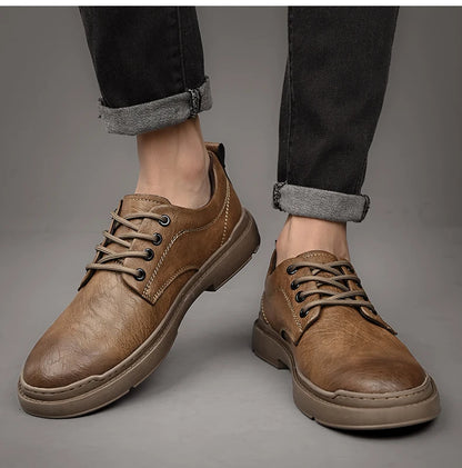 Printemps automne décontracté hommes rétro chaussures en Cuir 2023 mode Style britannique anti-dérapant Chaussure Homme Cuir marque de luxe concepteur
