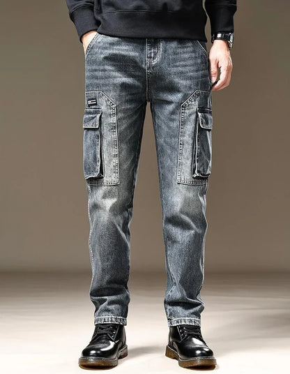 Jean pour hommes pantalon de cowboy droit avec poches pantalon Cargo esthétique régulière nouveau en empilé mode coréenne tendance 2025