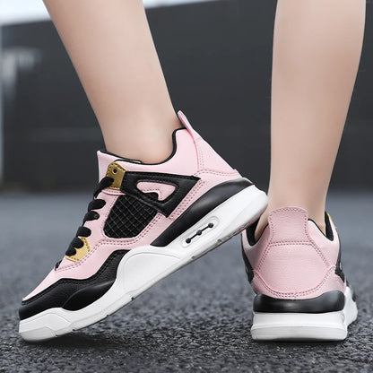 Baskets de basket-ball en cuir à lacets pour enfants, chaussures de skate plates décontractées, tennis pour enfants, qualité, mode, filles, garçons