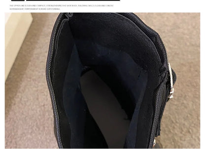 Soft Leather Ankle Mid Calf Boots Winter Autumn High Platform Wedge British Booties Woman New Ladies Chunky Motorcycle Boots 9CM