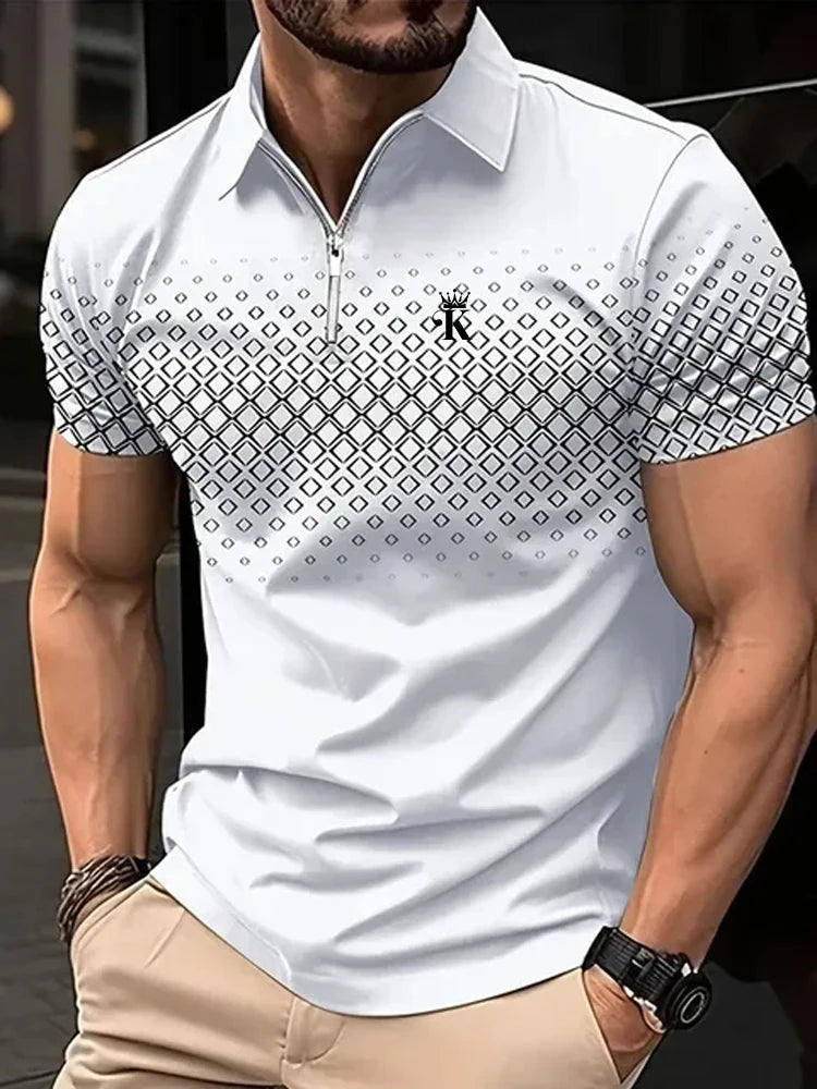 Polo de Golf à manches courtes pour hommes d'affaires, chemise d'extérieur décontractée, Streetwear quotidien, été, impression 3D, Polyester micro-élastique