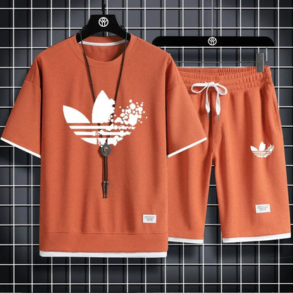 2025 Summer breathable quick drying sports casual jogging men's fashion printed short sleeve T-shirt + shorts two-piece set - DOGOMET DIGITAL PLUS