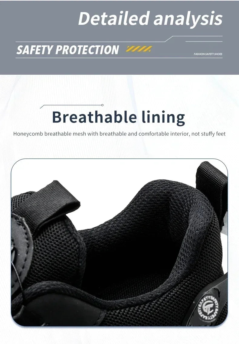 Men's Safety Work Shoes Anti-Tailor Wear-Resistant Steel Toe Boots Durable Sports Footwear for Construction Industry Workers