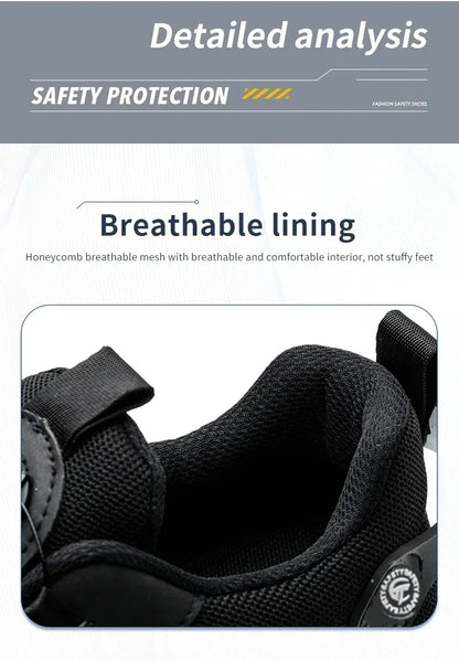 Men's Safety Work Shoes Anti-Tailor Wear-Resistant Steel Toe Boots Durable Sports Footwear for Construction Industry Workers